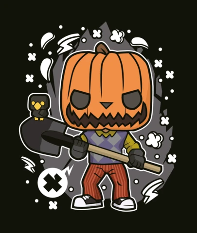 Modelo de design de camiseta de cultura pop de abóbora do vizinho