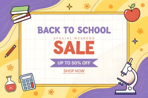 Back to School Sale Template with Playful Education Elements for Promotional Flyers
