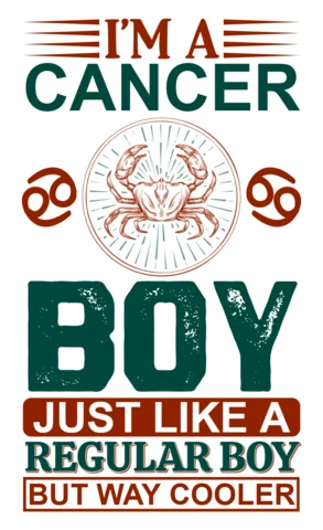 Editable Retro Typography Design Template for Cancer Zodiac Boys