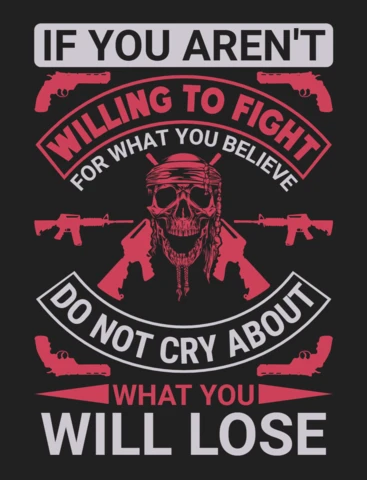 あなたが信じるもののために戦うために喜んで頭蓋骨の銃の引用Tシャツデザインテンプレート