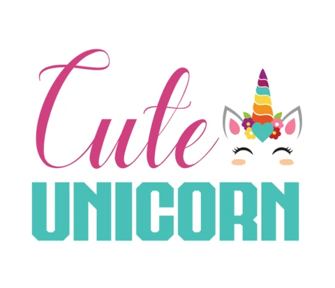 Cute Unicorn Typography T-shirt Design Template
