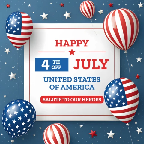 Independence Day Celebration Template with Patriotic Balloons Design
