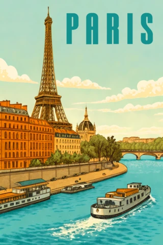 Vintage Paris Design Template for Travel Posters