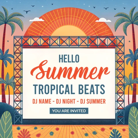 Plantilla de diseño de evento de ritmos tropicales de verano - invitación de DJ editable
