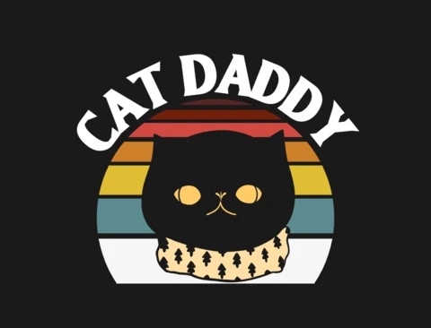 Modèle de t-shirt noir rétro vintage pour le papa d'un chat