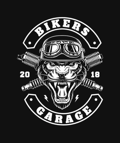 Modelo de design de camiseta de motoqueiro pantera com velas de ignição
