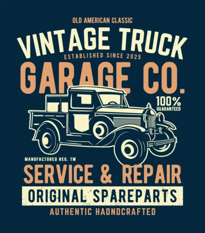 Vintage Truck Garage T-shirt Design Template