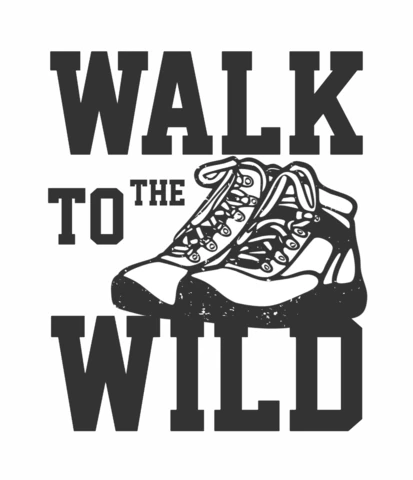 Walk To The Wild With Hiking Shoes T-shirt Design Template