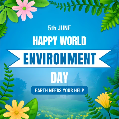 Plantilla editable con temática de la naturaleza para el diseño del Día Mundial del Medio Ambiente feliz.
