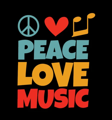 Peace Love Music Hippie T-shirt Design Template