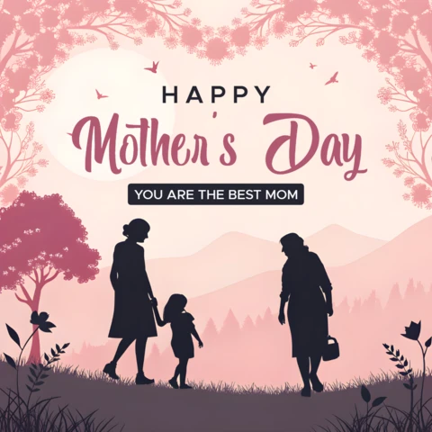 Modelo de design de feliz dia das mães - arte de silhueta elegante para celebrar as mães