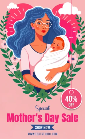 Plantilla editable de venta del Día de la Madre - vibrante diseño ilustrado
