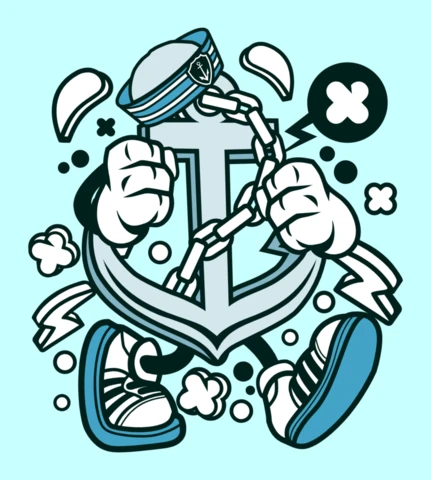 Sailor Anchor Cartoon Character Poster Design Template