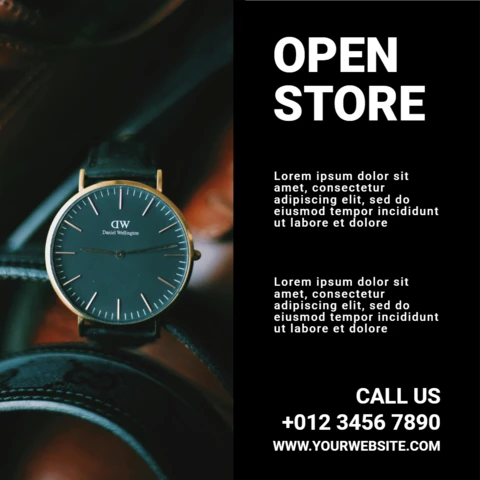 Plantilla de diseño de publicación de Instagram de venta de relojes en tienda abierta
