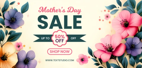 Modèle de vente de fleurs pour la fête des mères - bannière promotionnelle modifiable