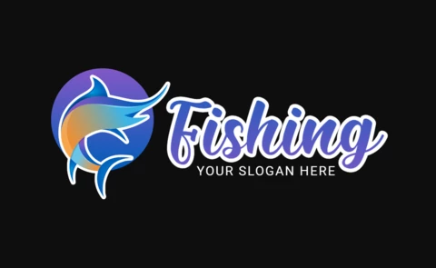 Modèle de conception de logo de pêche