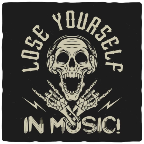 Skull With Headphone Hard Rock T-shirt Design