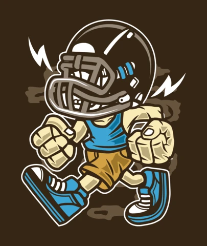 Fútbol americano bastardo personaje de dibujos animados plantilla de diseño de camiseta