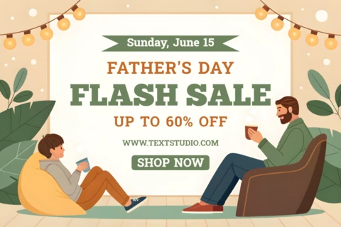 Father's Day Flash Sale Design Template - Cozy and Charming Art Style