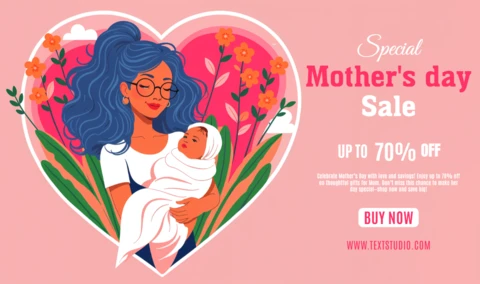 Charming Mother's Day Sale Design Template with Floral Elements
