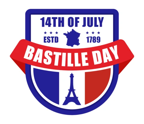 Happy Bastille Day Badge Logo Design Template