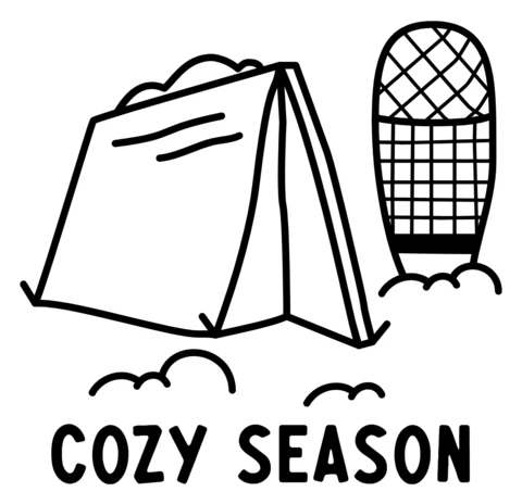 Winter Cozy Season Silhouette Line Art Logo Template Design