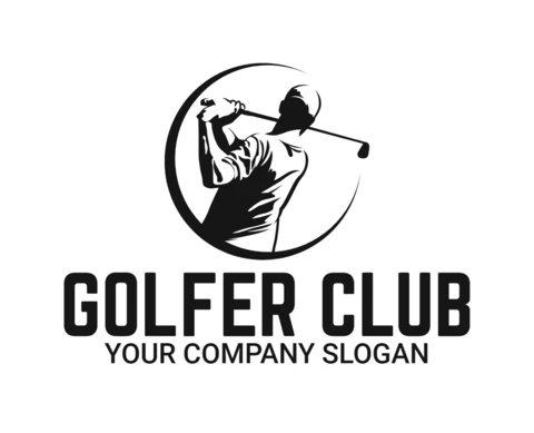 Golfer Club Tournament Sports Logo Design Template