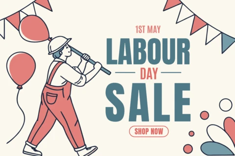 Plantilla de diseño de rebajas vintage del día del trabajo para promociones editables