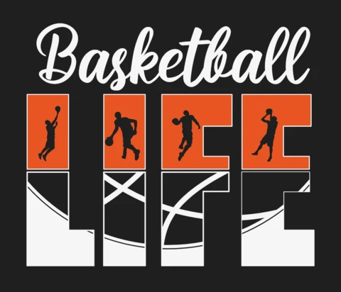 Basketball Life Player Silhouette T-Shirt Design Template