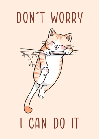 Motivational Cat Poster Template: Cute and Inspiring 'Don't Worry, I Can Do It' Design