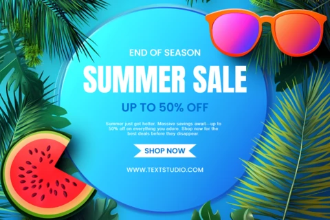 Vibrant Summer Sale Design Template with Tropical Elements