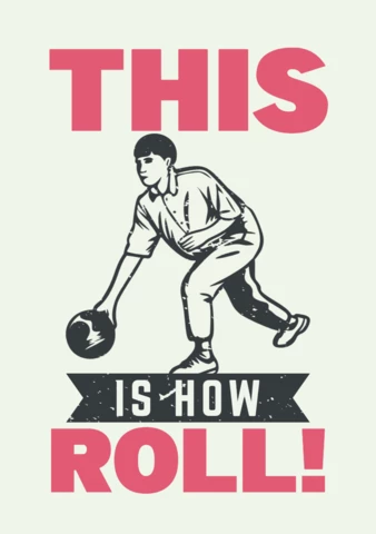 Homme jouant au bowling modèle de conception de t-shirt vintage