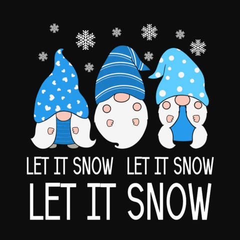 Modello di maglietta con gnomi invernali Let it snow