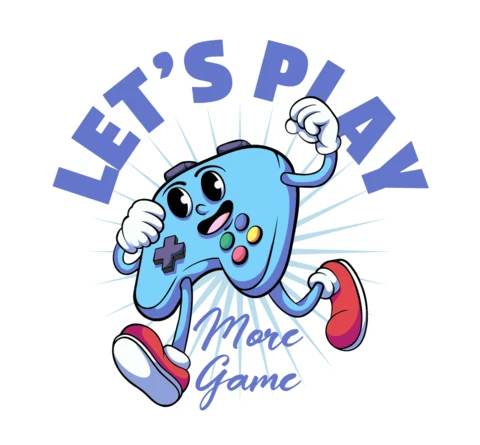 Jouons à plus de jeux, illustration de manette de jeu amusante pour un design de t-shirt pour les joueurs enthousiastes.