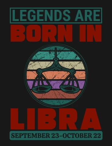 Legend Are Born In Libra Zodiac Sign T-Shirt Design Template