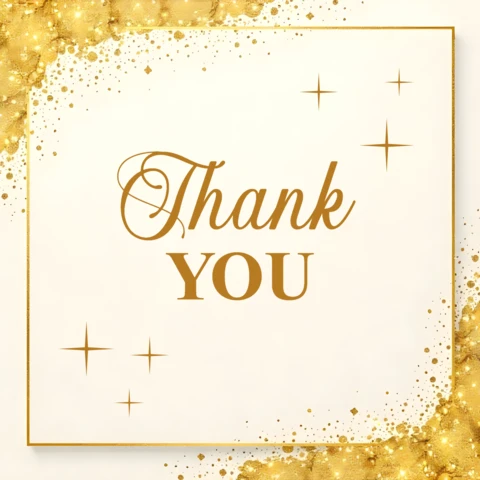 Elegant Gold Glitter Thank You Card Template