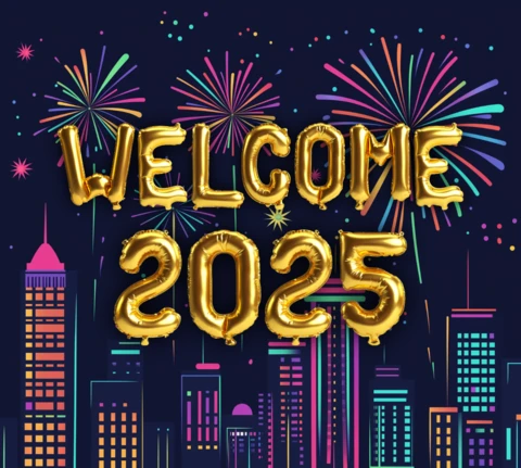 Willkommen 2025 Feuerwerk Design Vorlage