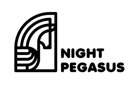 Gece pegasus logo tasarım şablonu siyah