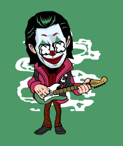 Joker rockster stripfiguur popcultuur t-shirt ontwerp sjabloon