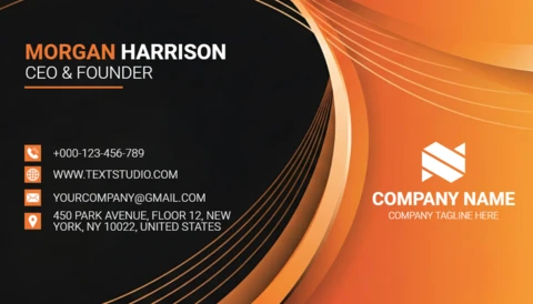 Elegant Business Card Design Black & Orange Gradient Styling with Corporate Precision Template