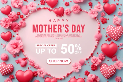Plantilla con diseño de corazón floral para promociones del día de la madre