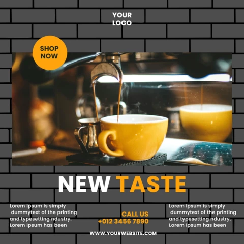 New Taste Coffee Social Media Poster Design Template