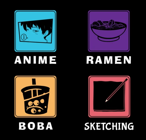 Anime Ramen Boba Sketching T-shirt Design Template