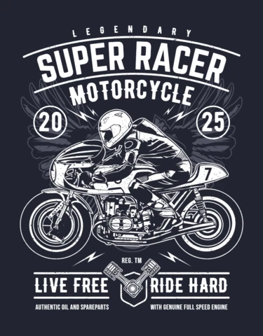 Plantilla de diseño de camiseta de motocicleta Super racer