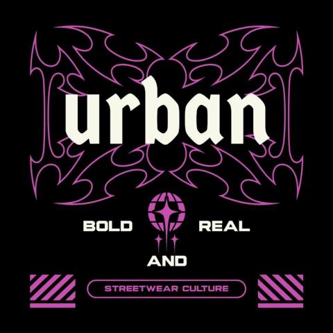 Urban Tribal Streetwear mit mutiger Typografie und Globussymbolik T-Shirt-Designvorlage