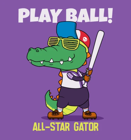 Play ball! plantilla de diseño de caimán all-star para deportes infantiles