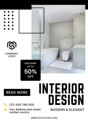 Modern Elegant Interior Design Template for Promotional Flyers