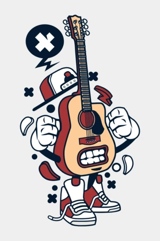 Folk Guitar Cartoon Character Design Template