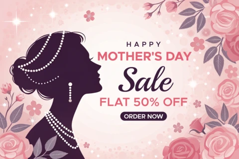 Elegant Mother's Day Sale Template Design with Floral Elements for Promotion