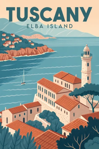 Tuscany Elba Island Vintage Design Template for Travel Posters